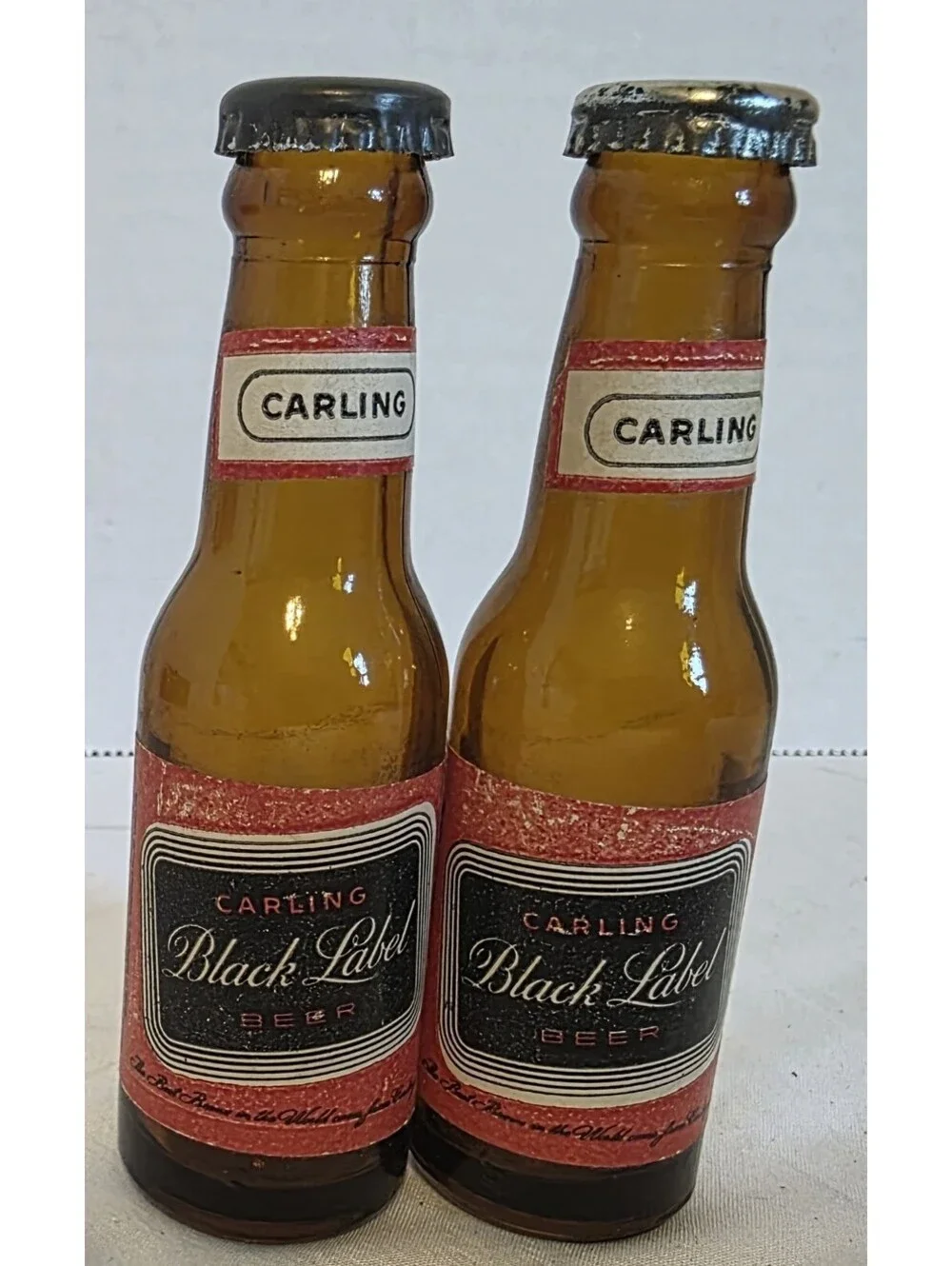 Vintage Carling Black Label Glass Salt & Pepper Shakers (NO BOX)